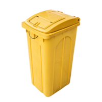 A bright yellow trash bin with a functional lid and subtle contours, providing an angled perspective of its utility and design png