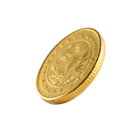 An elegantly designed gold coin with floral patterns and a star-bordered edge, highlighting craftsmanship and precision png