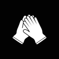Applause Symbol White Icon showing appreciation Isoloted on Black Background vector