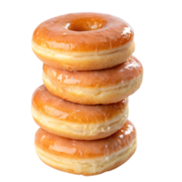 A stacked donuts, slightly rearranged, showcasing their even texture and tempting shine under the light png
