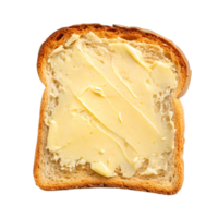 A slice of lightly toasted bread spread with smooth, creamy butter, highlighting its golden texture and perfect edges for a comforting breakfast image png