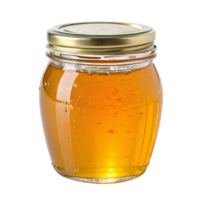 A side view of the honey jar, emphasizing its warm amber tones and reflective surface, exuding natural simplicity and organic beauty png