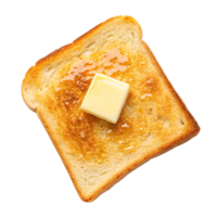 A lightly toasted slice of bread with a square of butter melting atop a shiny honey glaze, evoking a rich, simple, delicious treat png