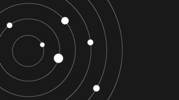 Minimalist 2D background featuring concentric circles inspired by the solar system and set on a black background Ideal for modern flat style wallpapers and creative designs vector