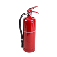 Shiny red extinguisher with a seamless finish, complete with a black nozzle and polished chrome handle. Compact yet powerful, designed for quick fire control png