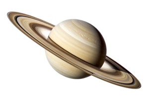 A Saturn, showcasing its smooth surface textures and bold, illuminated rings casting shadows against the planet png