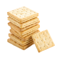 A neat stack of square crackers with golden, toasted edges and subtle perforations, ready for snacking or pairing with cheese png