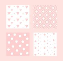 Cute pink set seamless pattern of geometric shapes, lovely cards, design for decoration, wrapping paper, print, fabric or textile, stylish collection vector