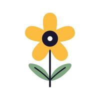 Flat illustration of a bright yellow flower. A cheerful and festive design element for spring and easter decorations. Cute abstract flower. vector