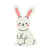 Flat illustration of a cute funny easter bunny or rabbit. A festive design element perfect for spring and easter decorations. vector