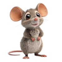 une duveteux, Animé Souris permanent avec une doux sourire, affichage brillant yeux et une menue, arrondi figure avec rosâtre oreilles png