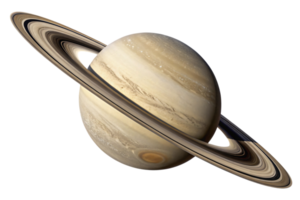 A detailed view of Saturn's beige and brown gaseous surface with its iconic concentric rings png