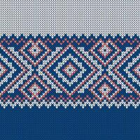 Scandinavian knitted seamless pattern. Norwegian native sweater, ornament with snowflakes. Fair Isle design. Wool texture. Winter holiday background vector