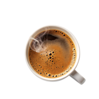 Steaming cup of rich, frothy coffee in a white mug, with bold bubbles and aromatic wisps curling upward png