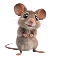 A cheerful cartoon mouse with shiny black eyes and a playful grin, standing on its hind legs, radiating charm and curiosity png