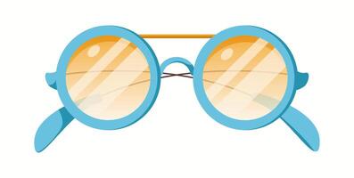 Classic round sunglasses with a light blue frame, golden bridge, and stylish gradient lenses. A chic and timeless accessory for everyday wear. vector