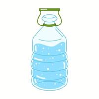 Illustration of a plastic water jug with a green handle, designed for large water storage and hydration convenience. vector