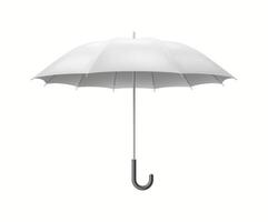 Classic style umbrella with metal handle realistic illustration. Safety protection and preparedness for rain 3d object on white background vector