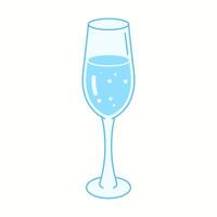 Illustration of a stylish champagne flute glass filled with water, symbolizing elegance, simplicity, and healthy hydration. vector
