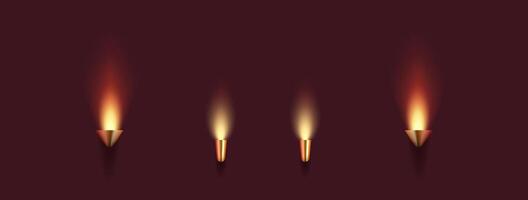 A 3D-rendered illustration of a set of elegant golden wall sconces with glowing ambient light, adding a touch of luxury and classic theater decor. vector