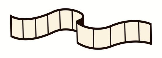 Illustration of a curved motion picture filmstrip, symbolizing dynamic storytelling and film production, drawn in a smooth and minimal style. vector