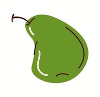 illustration of a fresh green pear in a minimal and modern flat design. Simple and clean representation of a healthy fruit. vector