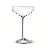 3D realistic illustration of a luxury coupe glass with a wide shallow bowl, ideal for serving champagne and classic cocktails. vector
