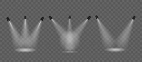 A professional 3D-rendered illustration featuring a set of stage spotlights with a background, ideal for creating realistic lighting effects. vector