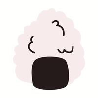Illustration of a kawaii-style onigiri rice ball seaweed wrap. Simple flat design with minimal details and soft pastel colors. vector