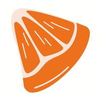 Flat illustration of a triangular orange fruit slice with a juicy interior and bright peel. Minimal design representing freshness. vector