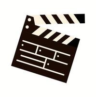 Illustration of a black and white clapperboard, an essential tool in movie production and directing, drawn in a simple and professional style. vector