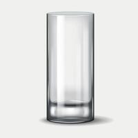3D realistic illustration of a tall Collins glass, commonly used for serving mixed drinks, cocktails, and soft beverages in bars and restaurants. vector
