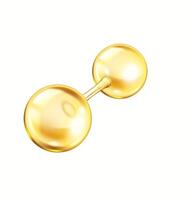 Golden collagen molecule structure realistic illustration. Innovative cosmetic and medical advertising 3d object on white background vector