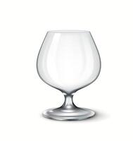 Realistic 3D illustration of a rounded brandy snifter glass. Ideal for serving brandy, cognac, or whiskey in elegant drinking settings. vector