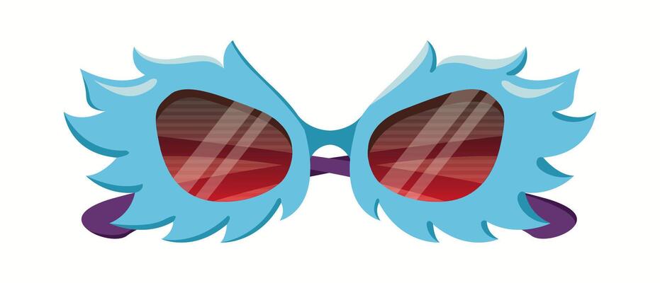 Bold blue sunglasses with an extravagant feather-like design and red gradient lenses. A unique and artistic fashion accessory for statement looks.