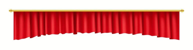 3D realistic illustration of a red theater curtain drawn open, symbolizing the beginning of a performance, entertainment show, or grand event. vector