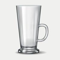 Realistic 3D illustration of a tall coffee mug with a handle, designed for serving hot drinks like coffee, tea, and lattes in cafes and homes. vector