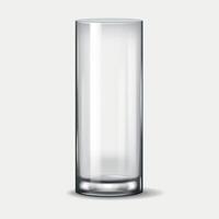 3D realistic illustration of a tall cylindrical highball glass, commonly used for cocktails, soft drinks, and mixed beverages in bars and restaurants. vector