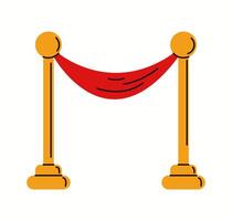 Illustration of a red carpet entrance barrier, symbolizing prestigious movie premieres, awards, and exclusive Hollywood events, drawn in a modern style. vector