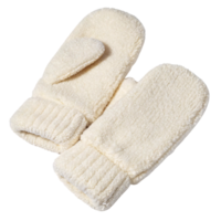 Fluffy, plush white mittens with a soft texture. Designed for warmth and comfort, they feature a simple yet inviting winter aesthetic png