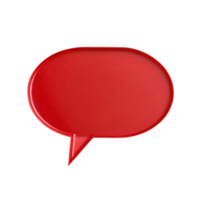A bright red speech bubble, minimalistic and clean in design, with a glossy finish, resembling a modern communication icon png