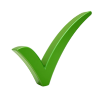 A vibrant green checkmark angled dynamically, reflecting positivity, confirmation, or eco-friendly values png