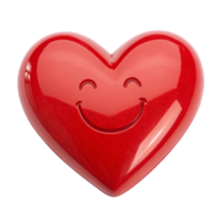 A shiny red heart-shaped figure with a cheerful face, glowing with warmth and happiness png
