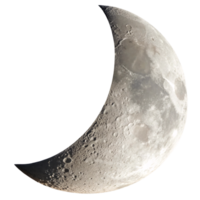 A natural gray crescent moon showing detailed craters and realistic shadow png