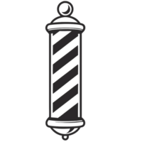 Minimalist black-and-white barber pole with diagonal stripes, outlined for a sleek and clean look png