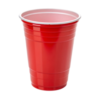 A single red plastic cup with a shiny surface and a clean, minimalist design. Versatile and lightweight png