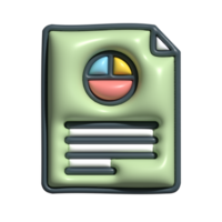 3D Report Document Icon with Pie Chart Symbol png