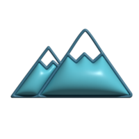 3D Mountain Icon Glossy Blue Twin Peaks with Sharp Summit Lines png