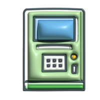 3D ATM Machine Icon with Screen and Keypad png