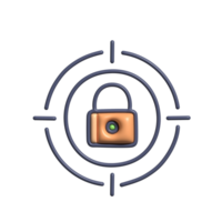3D Lock Icon with Target Focus Cybersecurity and Data Protection Symbol png